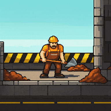 Pixelated under construction visual